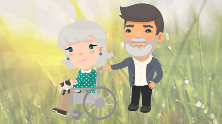 Woman in wheelchair with male caregiver | the DAWN Method